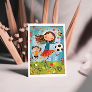 Cartão de Dia das Mães Soccer Mom - 3 opções de mensagens diferentes, em branco ou personalizadas - inclui envelope de sua escolha