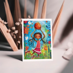 Cartão de basquete para o dia das mães - 3 opções de mensagens diferentes, em branco ou personalizadas - inclui envelope à sua escolha