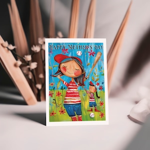 Cartão de Dia das Mães do Beisebol no Parque - 3 opções de mensagens diferentes, em branco ou personalizadas - inclui envelope de sua escolha
