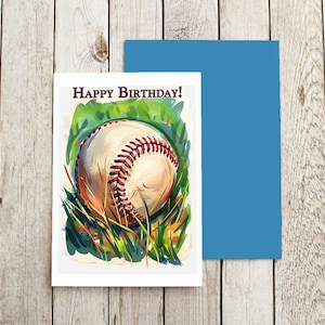 Biglietto di auguri di compleanno a tema baseball - 3 diverse opzioni di messaggio, vuoto o personalizzato - include busta a tua scelta