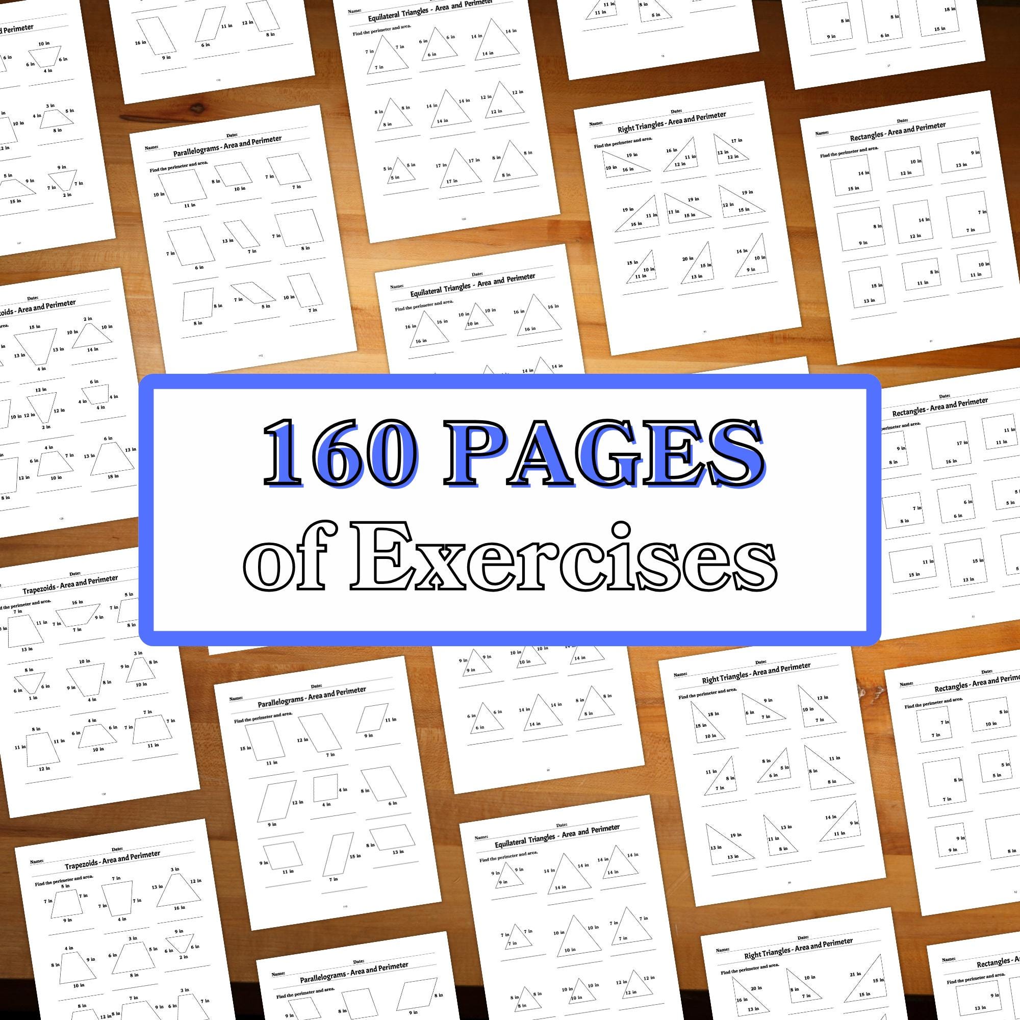 Geometry Basics Printable Worksheets - Area and Perimeter, 160 Pages ...