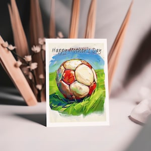 Cartão de Dia das Mães Bola de Futebol - 3 opções de mensagens diferentes, em branco ou personalizadas - inclui envelope à sua escolha