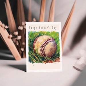 Tarjeta del Día de la Madre de Béisbol: 3 opciones de mensajes diferentes, en blanco o personalizada; incluye sobre a su elección.