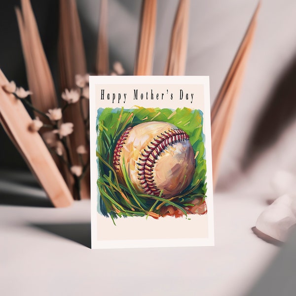 Baseball Mother's day card - 3 different message options, blank, or custom - includes envelope of your choice