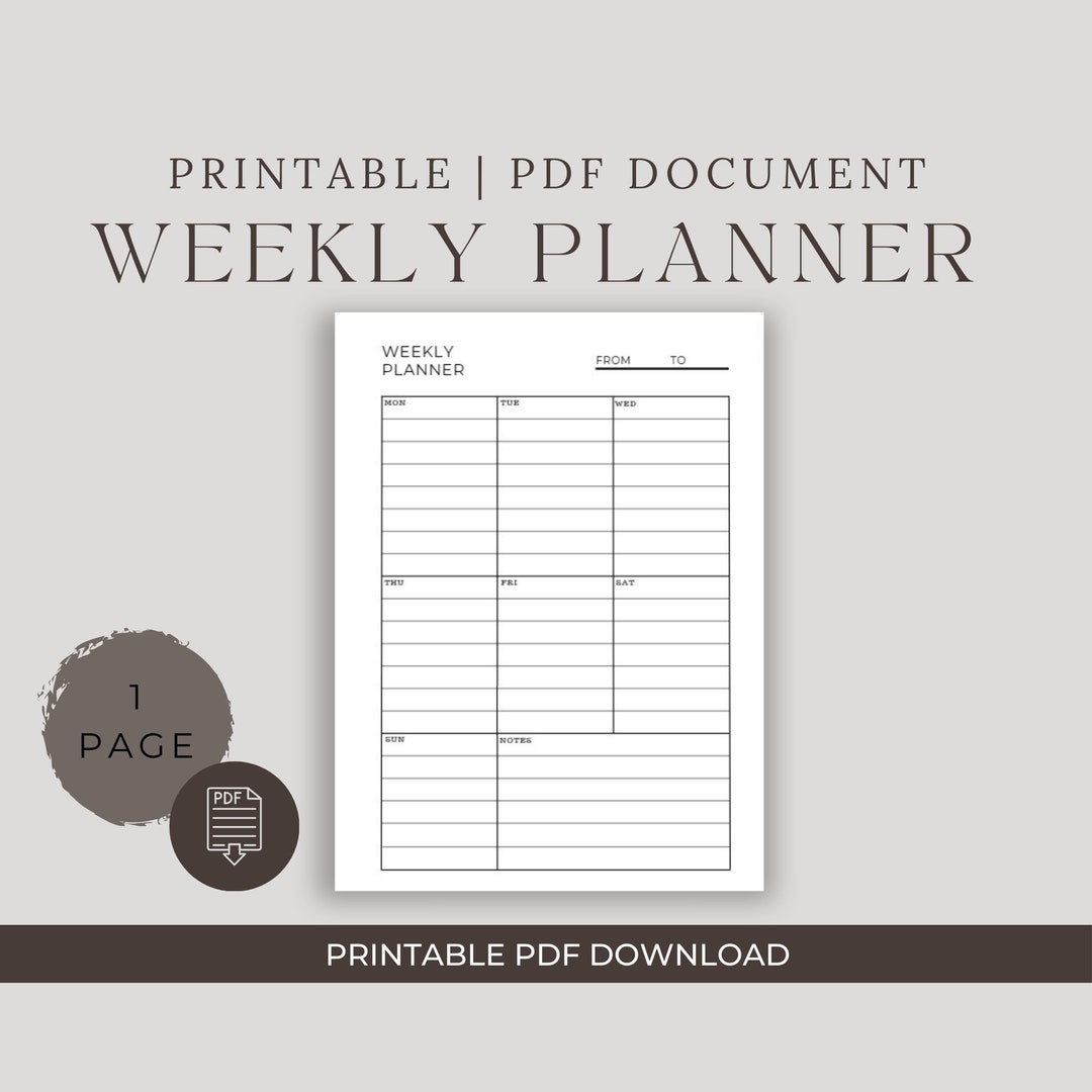 Printable Weekly Planner, Daily Organiser, Life Planner, Everyday ...