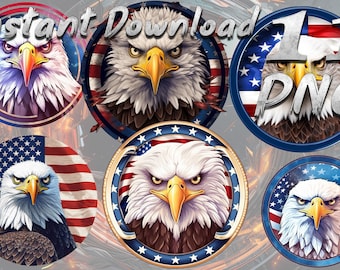Patriotic Eagle PNG Bundle | American Flag Clipart, Sublimation Graphics (Digital Download)