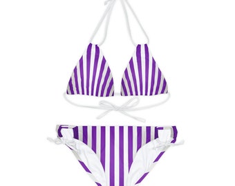 Purple Linear Luxe Strappy Bikini Set