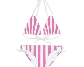 Pink Linear Luxe Strappy Bikini Set