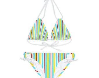 Color Block Linear Luxe Strappy Bikini Set