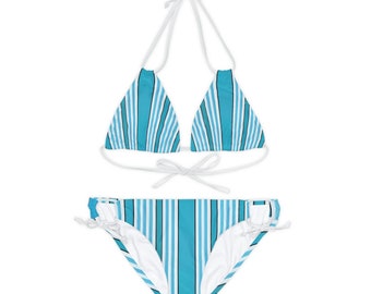 Turquoise Linear Luxe Strappy Bikini Set