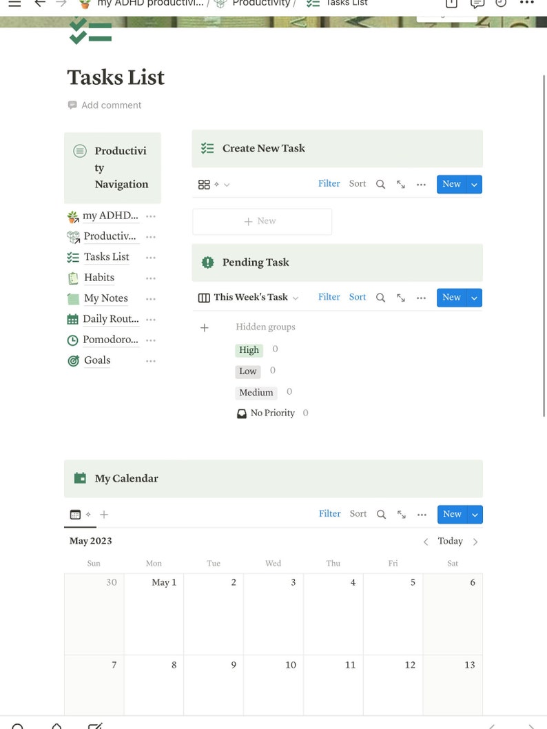 ADHD Digital Planner Notion Template Notion Planner Etsy