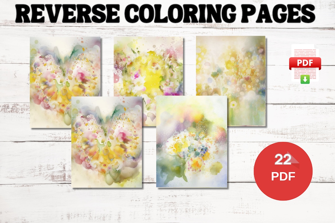 Reverse Watercolor Coloring Pages, Coloring Pages for Adults - Reverse ...