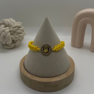 Adjustable Nylon Catholic Jesus Bracelet Yellow Adult Handmade