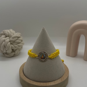 Adjustable Nylon Catholic Jesus Bracelet Yellow Adult Handmade