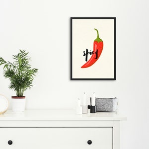 Spicy Chilli Pepper Art Print Fun Wall Print For Kitchen Living Room Decor A5, A4 Poster image 4