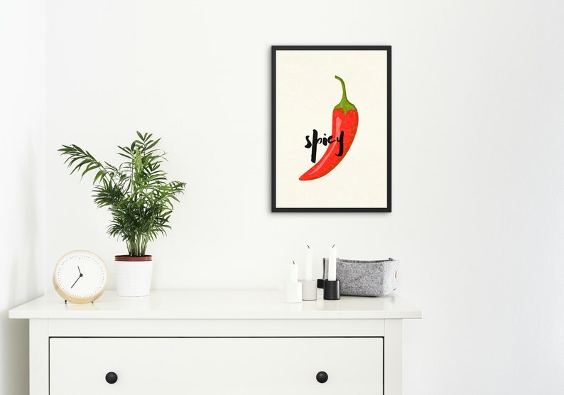 Spicy Chilli Pepper Art Print Fun Wall Print For Kitchen Living Room Decor A5, A4 Poster image 4