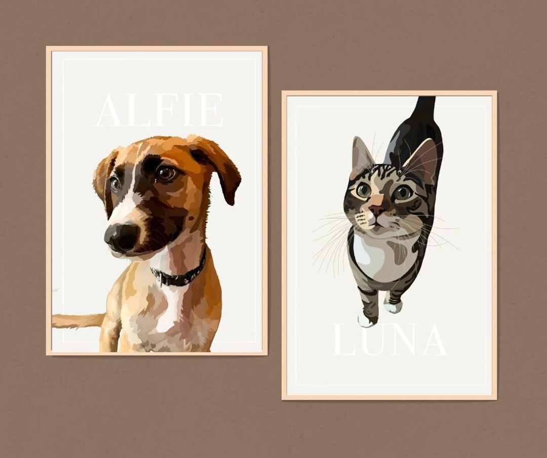 Custom Pet Portrait Digital Download Handdrawn Personalised Etsy