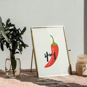 Spicy Chilli Pepper Art Print Fun Wall Print For Kitchen Living Room Decor A5, A4 Poster image 2