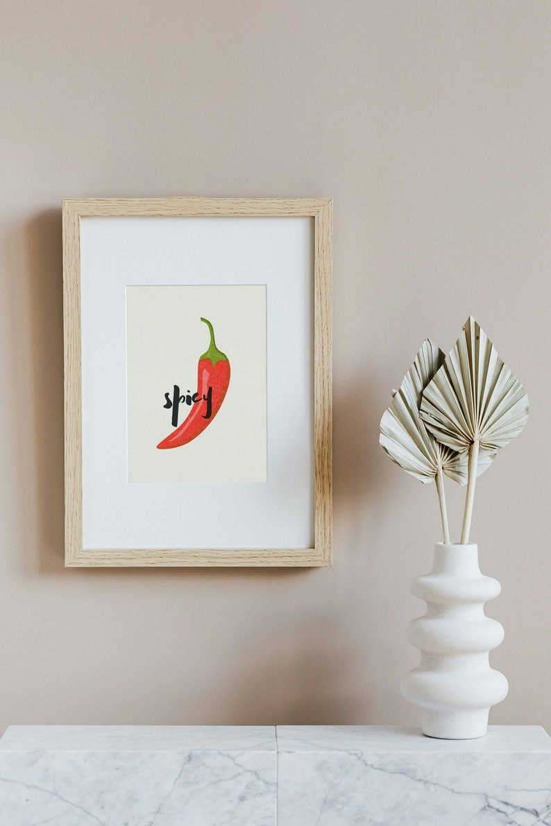 Spicy Chilli Pepper Art Print Fun Wall Print For Kitchen Living Room Decor A5, A4 Poster image 5