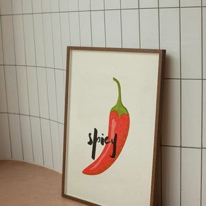 Spicy Chilli Pepper Art Print Fun Wall Print For Kitchen Living Room Decor A5, A4 Poster image 3