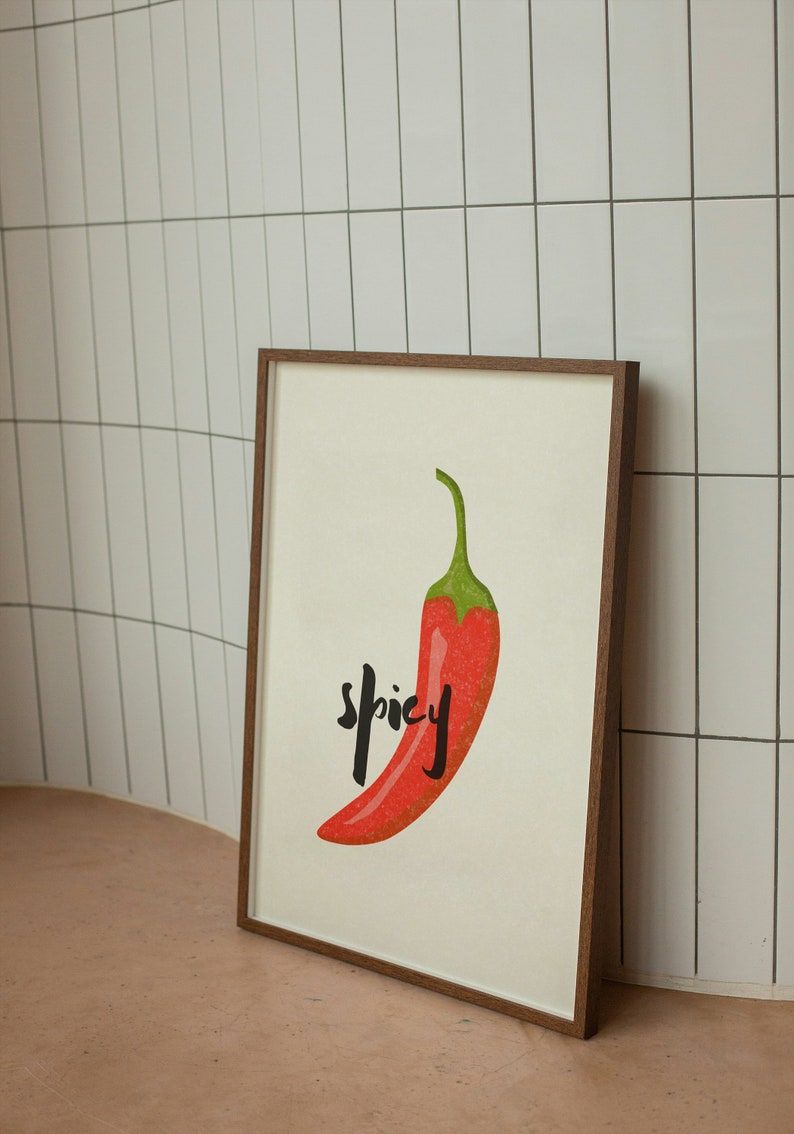 Spicy Chilli Pepper Art Print Fun Wall Print For Kitchen Living Room Decor A5, A4 Poster image 3