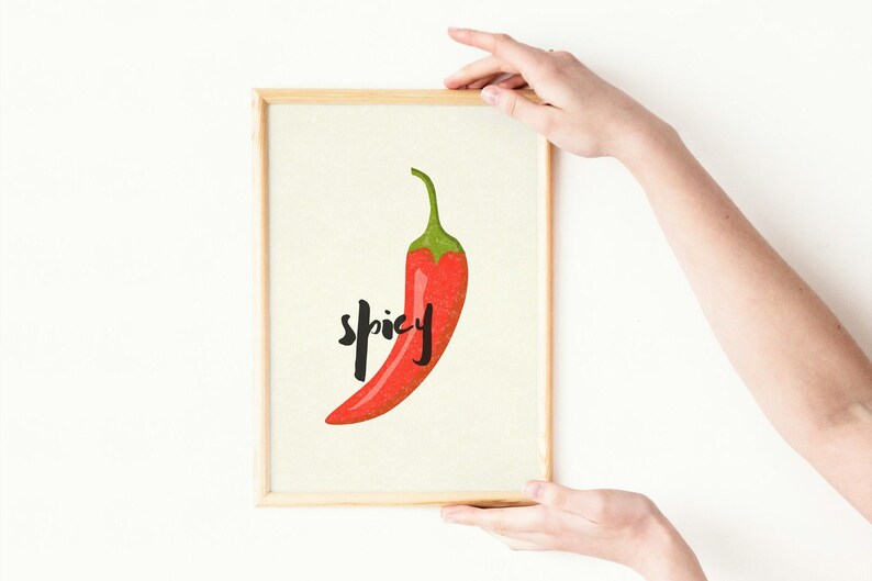 Spicy Chilli Pepper Art Print Fun Wall Print For Kitchen Living Room Decor A5, A4 Poster image 1