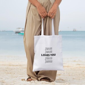 Jesus Loves You Tote Bag - Christian Canvas Bag, Faith-Based Gift, Bible Verse Bag, Eco-Friendly Reusable Shopping Tote