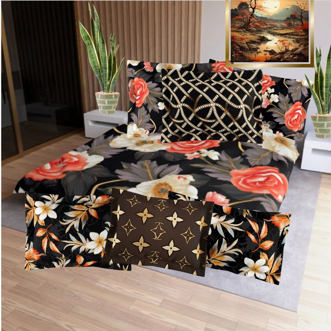 Luxury King Size Duvet Cover in Fashion Fall Colors Home Decor Bedding Floral Duvet Cover