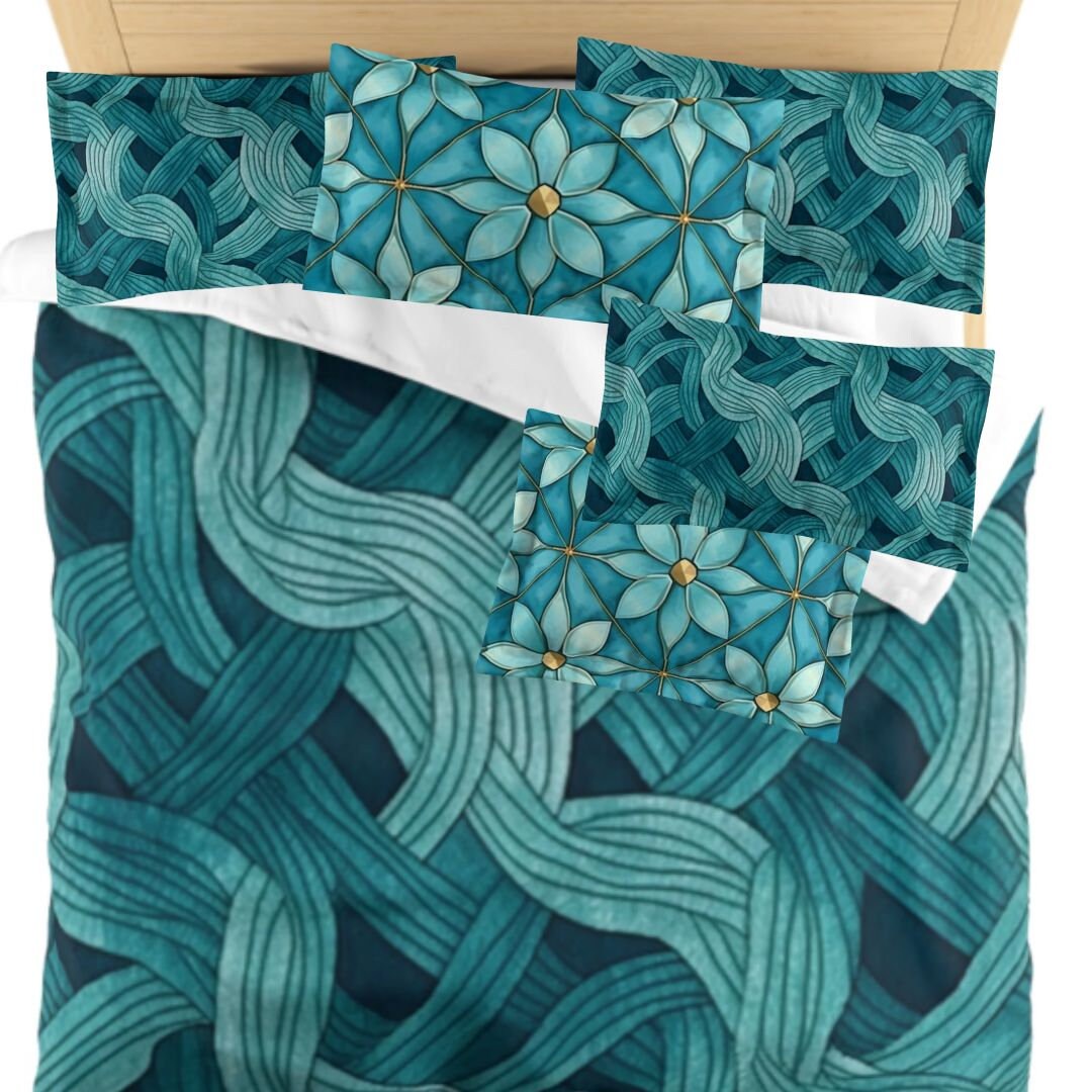 Beautiful Turquoise Microfiber Duvet Cover Bedroom Decor Etsy
