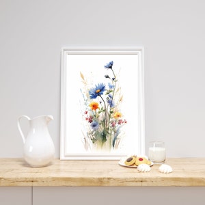Arte de flores silvestres, estampado de flores silvestres, flores silvestres de acuarela, arte de pared de flores silvestres, imprimible de flores silvestres, decoración de flores silvestres, decoración de pared