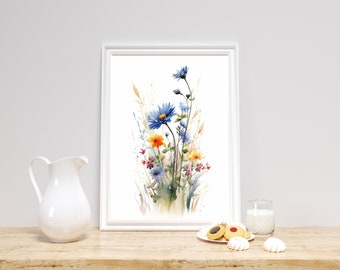 Wildflower Art, Wildflower Print, Watercolor Wildflowers, Wildflowers Wall Art, Wildflower Printable, Wildflower Decor, Wall Decor