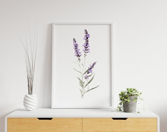 Lavender Watercolor Art - Lavender Wall Art - Lavender Digital Watercolor Painting - Lavender Art Print - Lavender Wall Decor