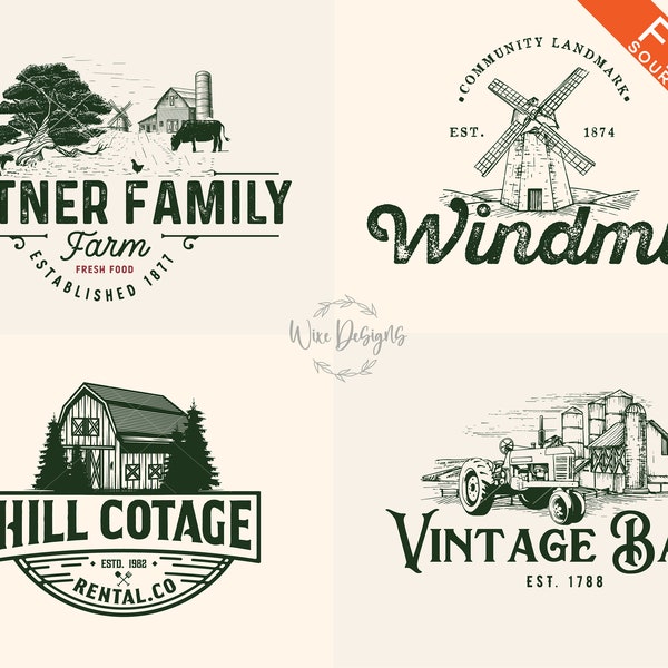 I'll Create Custom Hand Drawn House Logo |Custom Logo Design | Cottage Logo | Farm Logo | Vintage Logo | Farmhouse Logo | Business Logo