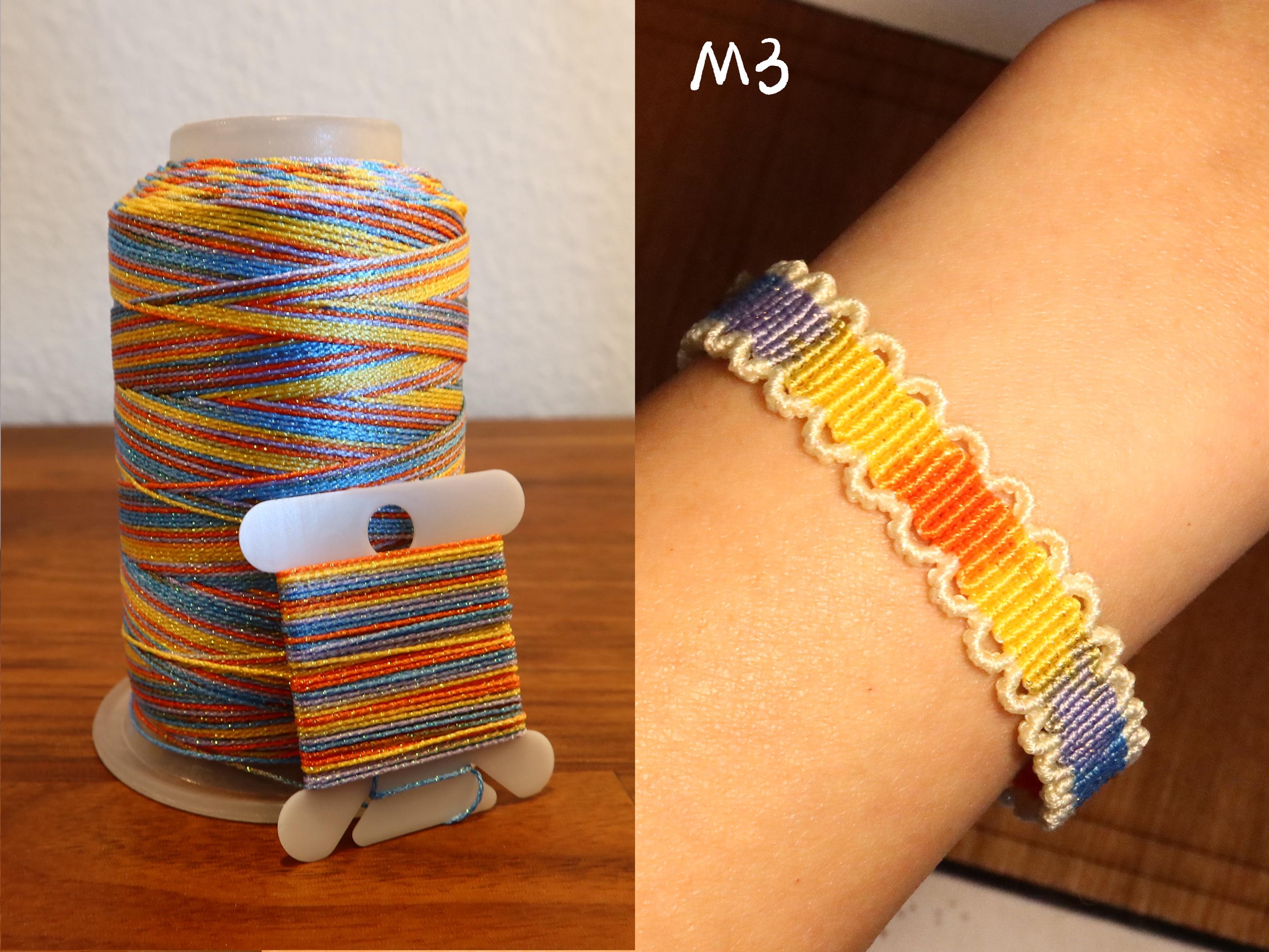 グラデーションマクラメ編みコード：DIYブレスレット用6本撚り刺繍糸