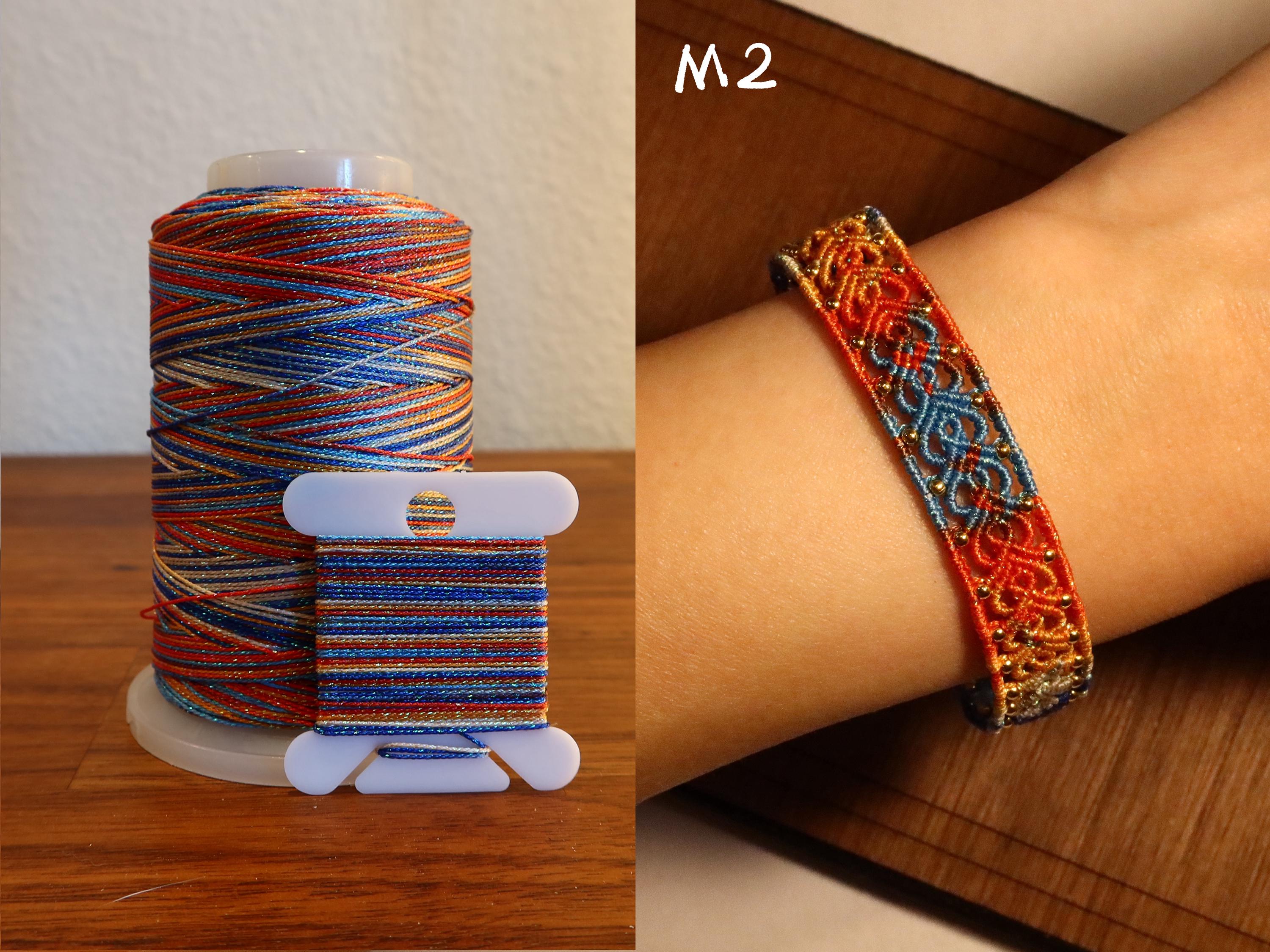 グラデーションマクラメ編みコード：DIYブレスレット用6本撚り刺繍糸