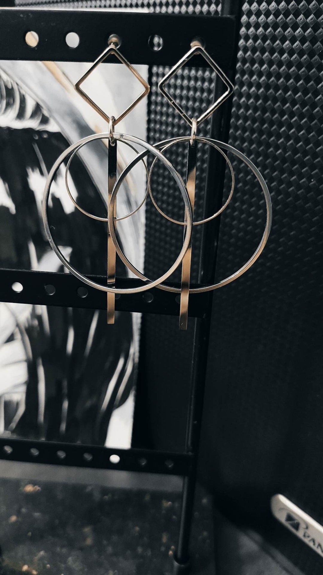 Silver Geometric Dangling Hoops - Etsy