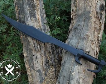 Hand Forged Carbon Steel Modern Tactical Spartan Sword With Leather Cover -Personalized Gift Item