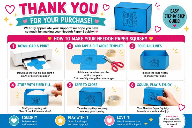 Needoh Squishy Template DYI Make Your Own Paper Squishy | Printable PDF ...