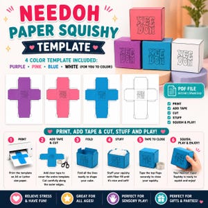 Modèle Needoh Squishy à faire soi-même | Fabriquez votre propre squishy en papier | Modèle PDF à imprimer (Téléchargement numérique)