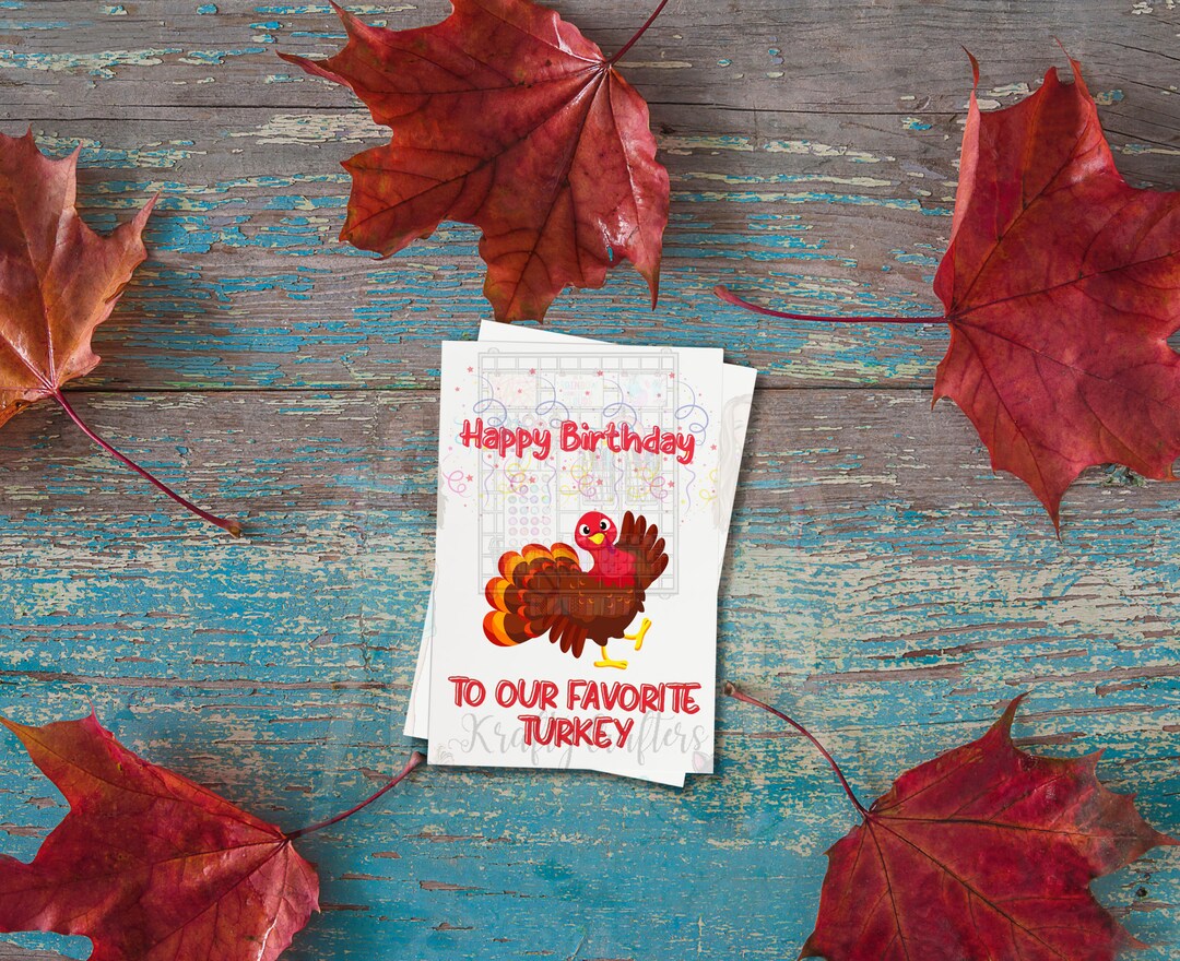 Whimsical Turkey Birthday Card Gobble &amp; Grins, Handcrafted Delight - Etsy