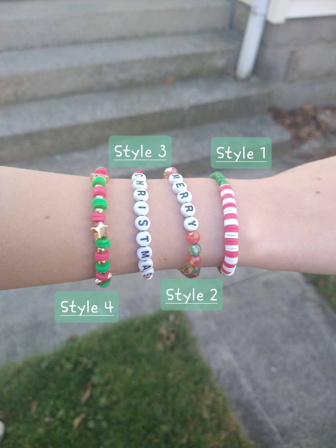 Christmas Clay Bead Bracelets 4 Options Etsy