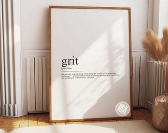 grit definition print | home office printable | motivational wall decor | office decor | dictionary art | modern decor | instant download