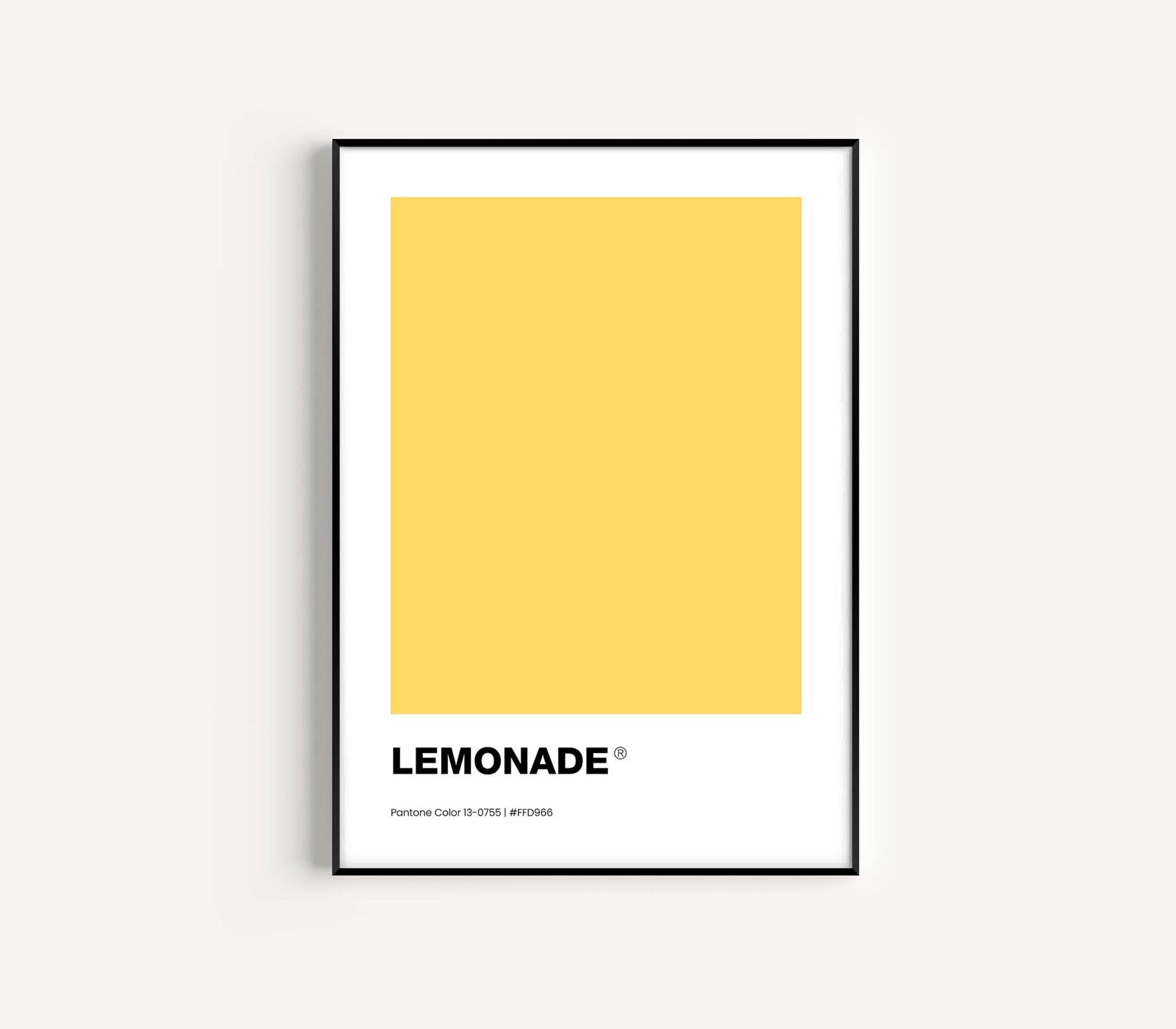 Lemonade Pantone Print Poster, Pantone Yellow Pantone Wall Art