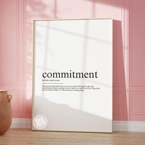 tryck med definition av engagemang | väggkonst för hemmakontoret | present till entreprenör | inredning för hemmakontoret | motivationstryck | digital nedladdning