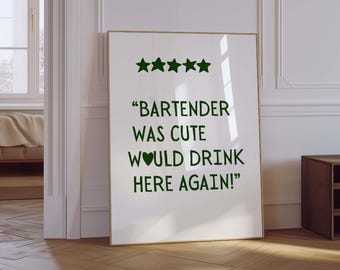 Estética Barman Era Bonito Decoração De Cozinha Verde Arte De Bar Bonito Arte De Parede De Cozinha Impressão De Arte De Coração Minimalista Impressão Digital Download De Impressão