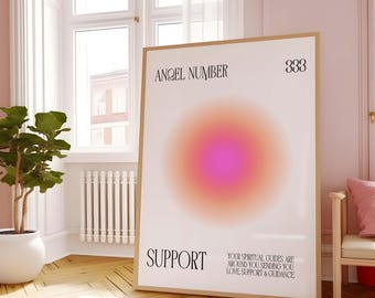 Cartaz de número de anjo de aura 333 para download instantâneo para impressão, arte de parede de número de anjo, impressão de gradiente roxo, arte de parede de energia, pôster espiritual