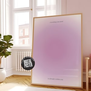 Auraposter | Paarse zen-muurkunst | Aura-afdruk | Aura-muurkunst | Zelfliefde kunst goddelijke engel nummer poster | Positieve bevestigingsposter