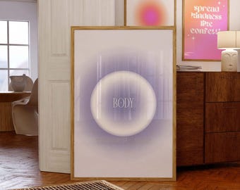 Pôster de Aura Corporal para Imprimir, Impressão de Gradiente Espiritual de Energia de Aura, Arte de Parede Y2K, Decoração de Sala Estética, Download Digital