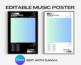 Album Cover Poster Canva Template - Customizable Digital Music Poster - Album Poster - Personalizable Album Print, Digital Product