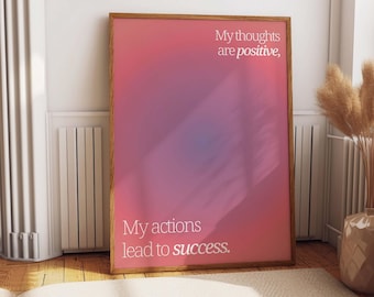 Aura Poster Manifestação Impressão Rosa Azul Aura Citação Trendy Afirmação Positividade Arte de Parede Rosa Trendy Decor Gradiente Quarto Impressões